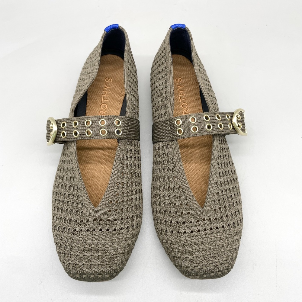 Rothys Womens 7.5 The Max Buckle Mary Jane Flats Green Cottege Preppy Office